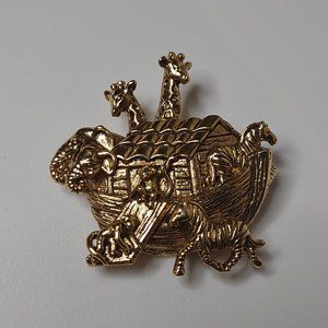 Gold Tone Avon Noah's Ark Brooch